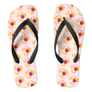 Niedliche Biene mit rosafarbenem Herzmuster Flip Flops