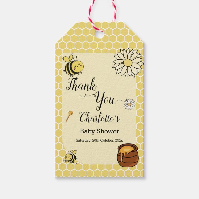 Niedliche Biene mit Sweet Honey Baby Dusche Geschenkanhänger (Vorderseite)