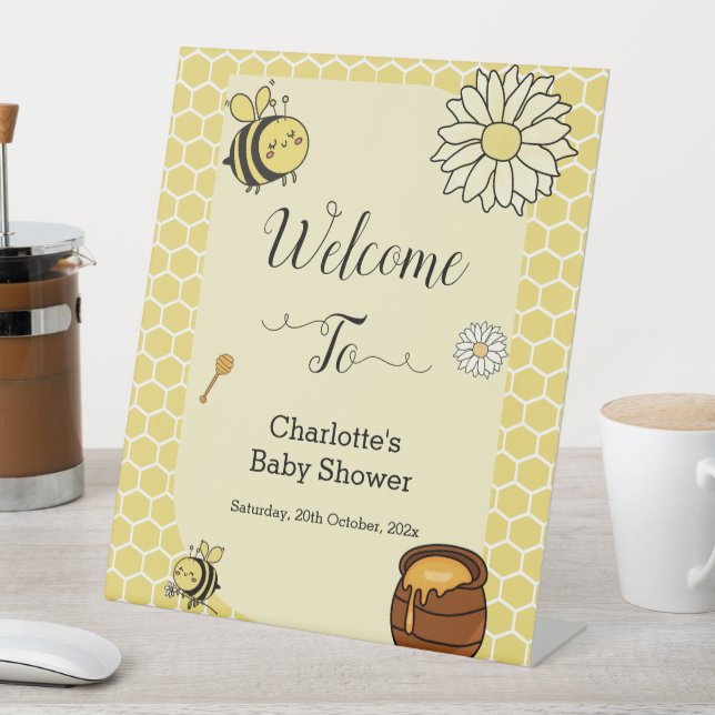 Niedliche Biene mit Sweet Honey Baby Dusche Willko Sockelschild (In Situ)