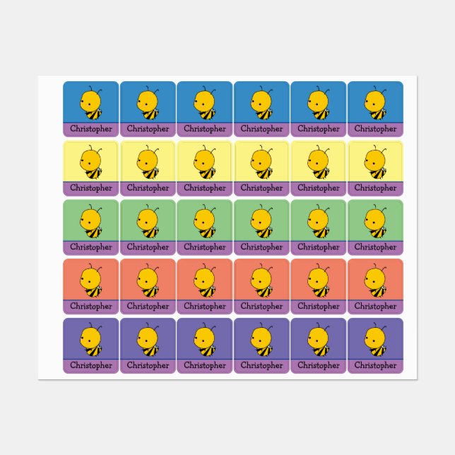 Niedliche Biene Personalisiert Etiketten (Blatt)