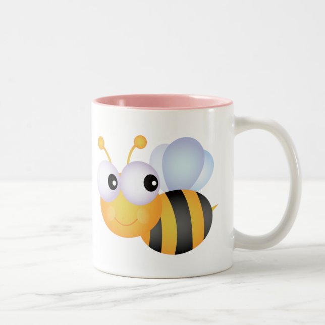 Niedliche Biene; Rosa Zweifarbige Tasse (Rechts)