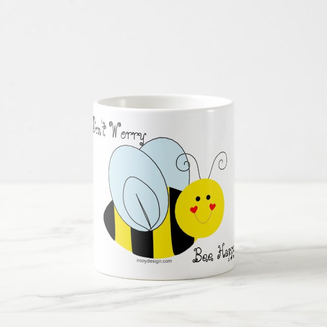 Niedliche Biene sorgen sich nicht die glückliche Kaffeetasse (Mittel)