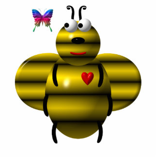 Niedliche Biene und Baby Butterfly Freistehende Fotoskulptur