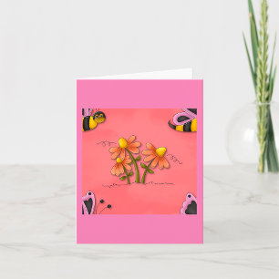 Niedliche Biene und Blume Rosa Frühlingspark Karte