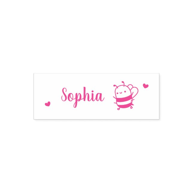 Niedliche Biene und Herz, Name des handgeschrieben Permastempel (Design)