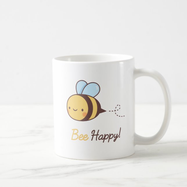Niedliche Bienen-glückliches positives Wortspiel Kaffeetasse (Rechts)