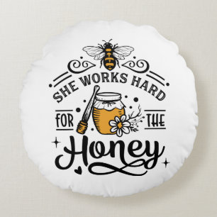 niedliche Bienen lieben Wortkunsthonig Rundes Kissen