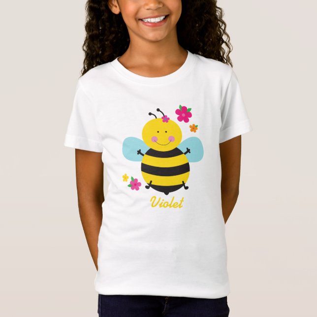 Niedliche Bienen-personalisiertes Mädchen-Shirt T-Shirt (Vorderseite)