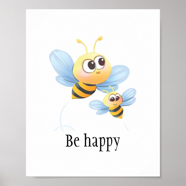 Niedliche Bienen sind ein glückliches Plakat für K (Vorne)