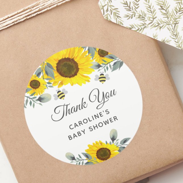 Niedliche Bienen & Sonnenblumen Eucalyptus Baby Du Runder Aufkleber (Von Creator hochgeladen)
