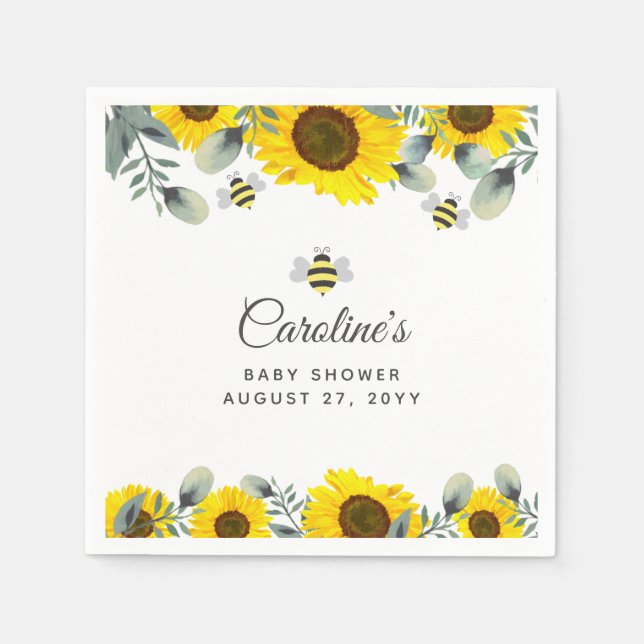 Niedliche Bienen & Sonnenblumen Eucalyptus Baby Du Serviette (Vorderseite)