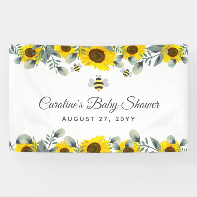 Niedliche Bienen & Sonnenblumen Eukalyptus Baby Du Banner (Horizontal)