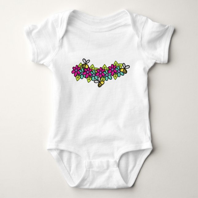 Niedliche Bienen und Blume Baby Strampler (Vorderseite)