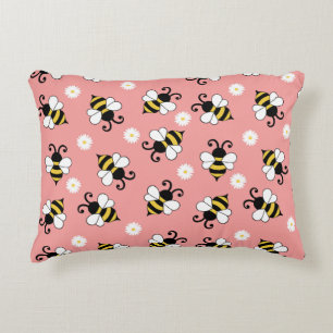 Niedliche Bienen und Blume Dekokissen