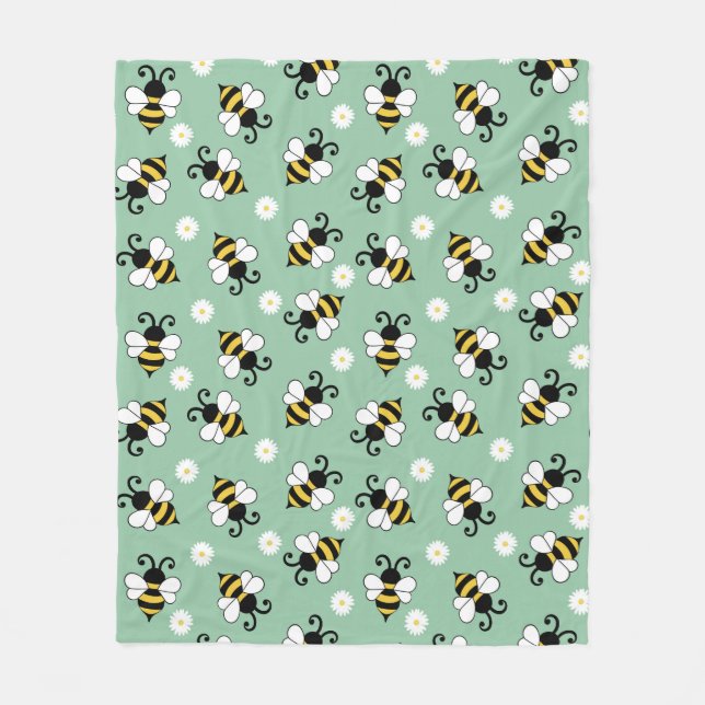 Niedliche Bienen und Blume Fleecedecke (Vorderseite)