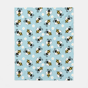 Niedliche Bienen und Blume Fleecedecke