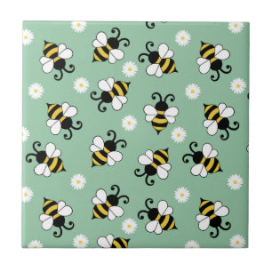 Niedliche Bienen und Blume Fliese