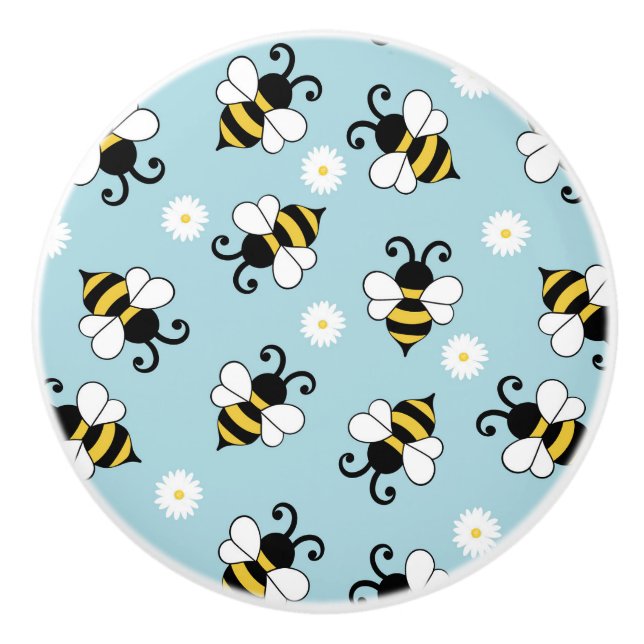 Niedliche Bienen und Blume Keramikknauf (Vorderseite)