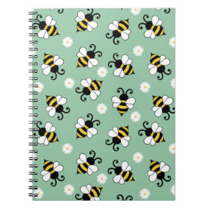 Niedliche Bienen und Blume Notizblock