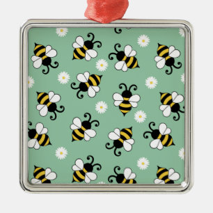 Niedliche Bienen und Blume Ornament Aus Metall