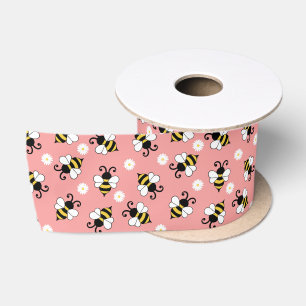 Niedliche Bienen und Blume Satinband