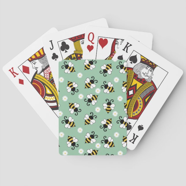 Niedliche Bienen und Blume Spielkarten (Rückseite)