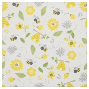 Niedliche Bienen und Blumenmuster Stoff