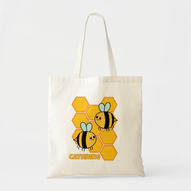 Niedliche Bienen und Honigwabendesign nach Maß Tragetasche (Vorne)