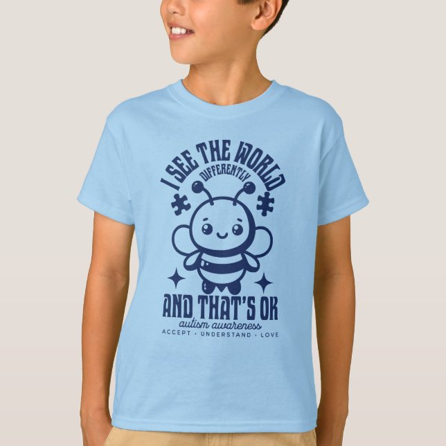 Niedliche Bienenautismus-Bewusstsein April Wear Bl T-Shirt (Vorderseite)