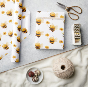 Niedliche Bienenflora-Babydusche Geschenkpapier