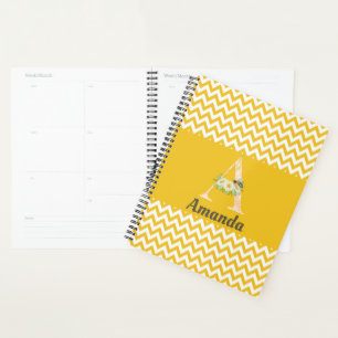 Niedliche Bienenfloral Monogramm Letter A Planer