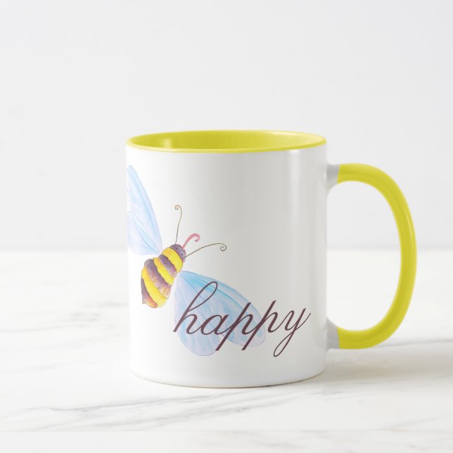Niedliche Bienengelbbraun oder Sondertext Tasse (Rechts)