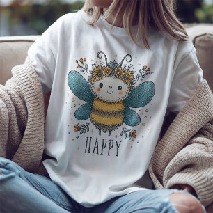 Niedliche Bienenglücke Wasserfarbe Blumenkohl T -  T-Shirt