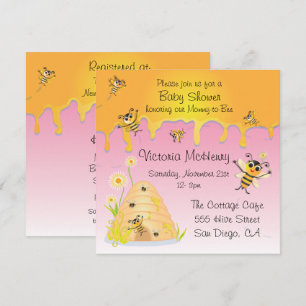 Niedliche BienenhIve Baby Girl Dusche Einladung