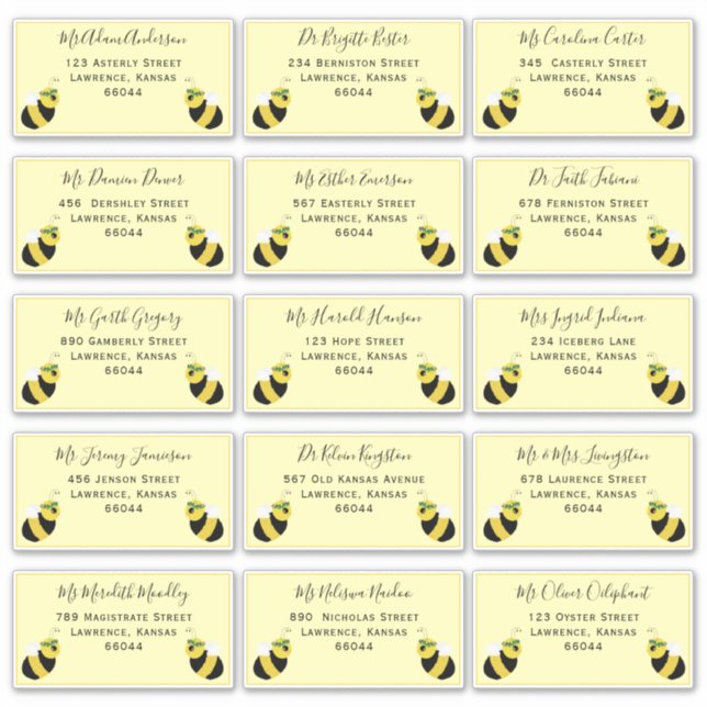 Niedliche Bienenindividueller Lieferadresse Kinder Aufkleber (Vorderseite)