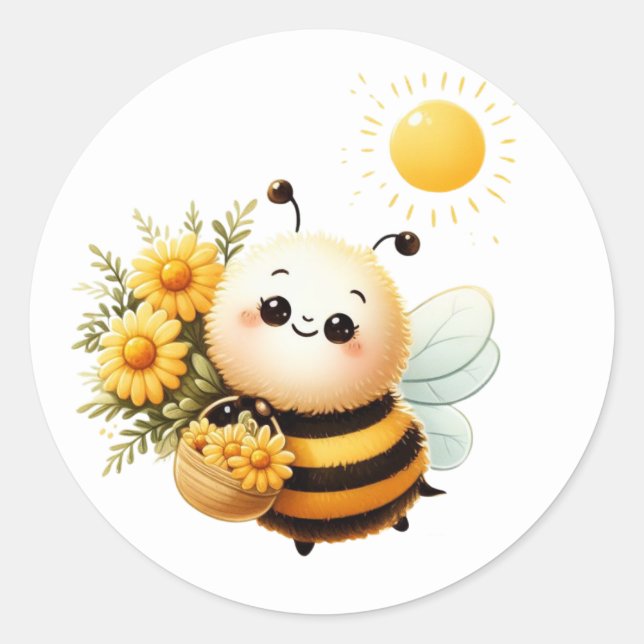 Niedliche Bienenkleber Runder Aufkleber (Vorderseite)