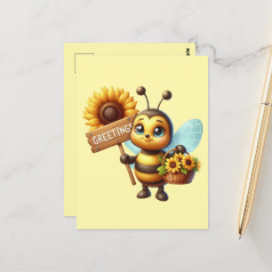 Niedliche Bienenliebhaber begrüßen Postkarte