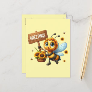 Niedliche Bienenliebhaber Grüße Feiertagspostkarte