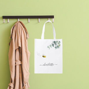 Niedliche Bienenmonogramm Wiederverwendbare Einkaufstasche