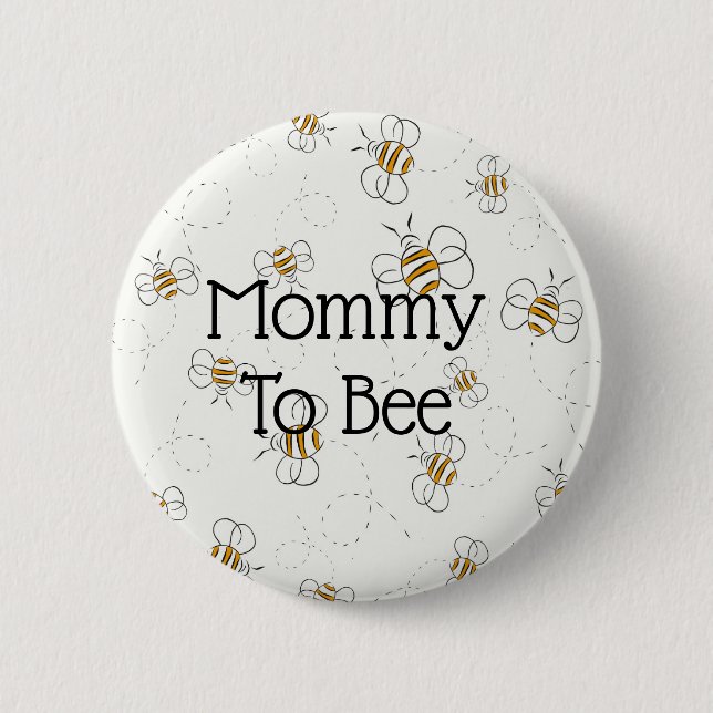 Niedliche Bienenmuster-Mommy zum Baby-Duschknopf Button (Vorderseite)
