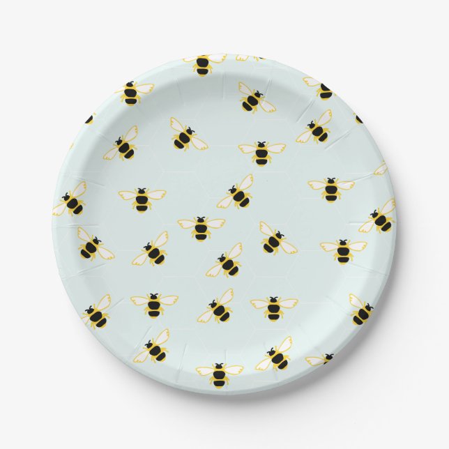 Niedliche Bienenpapier-Teller Pappteller (Vorderseite)