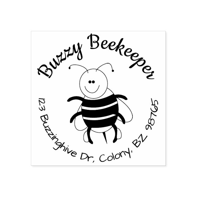 Niedliche Bienenrunde Rücksendeadresse Briefmarke  Gummistempel (Prägung)
