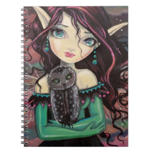 Niedliche Big-Eye Gothic Fairy and Owl Notizblock