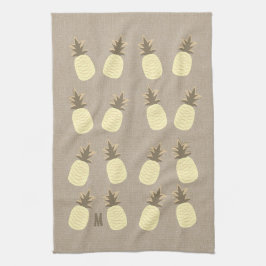 Niedliche Bio Leinen aussehen Mit Monogramm Ananas Geschirrtuch