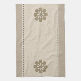 Niedliche Bio Linen Look Blume Geschirrtuch