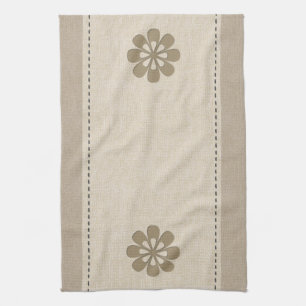 Niedliche Bio Linen Look Blume Geschirrtuch