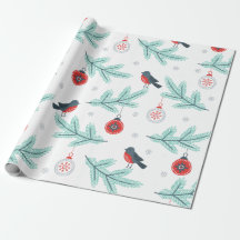 Niedliche Birds Weihnachtsball & Branches Muster