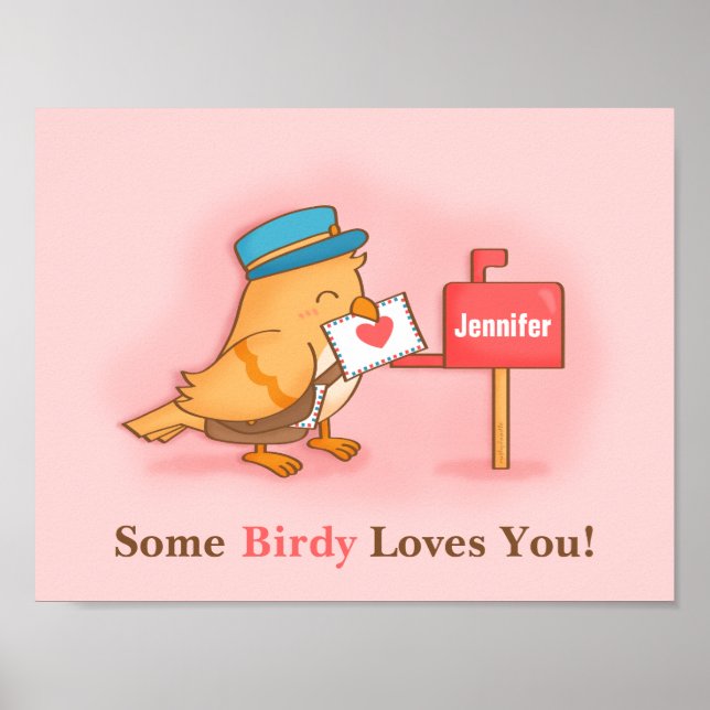 Niedliche Birdy Liebe You Postman Bird Letter Poster (Vorne)