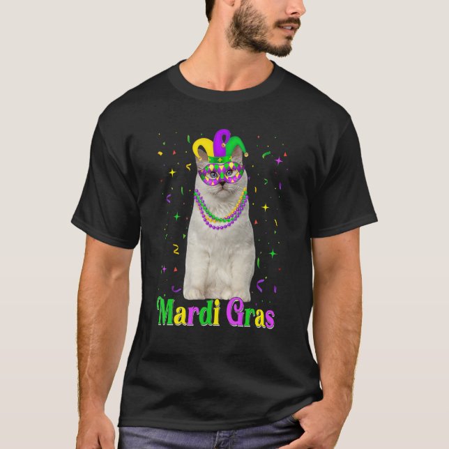 Niedliche Birman Cat Funny Animals Lover Mardi Gra T-Shirt (Vorderseite)