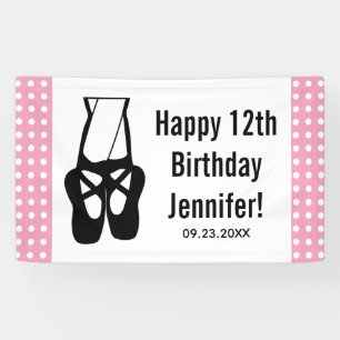 Niedliche Black Ballet Slippers En Pointe Geburtst Banner